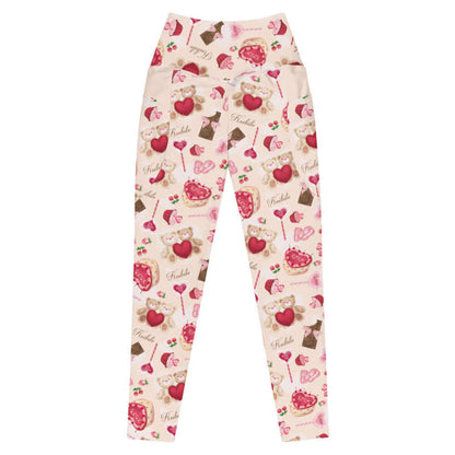 Sugar Sweetheart kawaii premium high-waisted leggings with strawberries and frosted cupcakes
