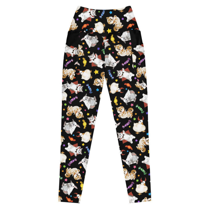 Trick or Treaters alternative premium leggings with devil-horned ducks and gold stars