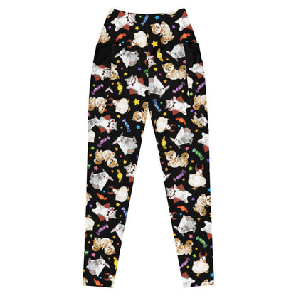 Trick or Treaters alternative premium leggings with devil-horned ducks and gold stars