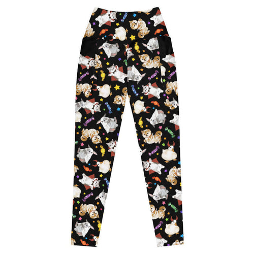 Trick or Treaters alternative premium leggings with devil-horned ducks and gold stars