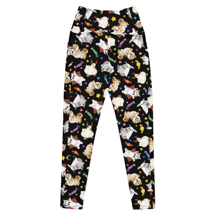 Trick or Treaters alternative premium leggings with ghost-sheet bunnies and wrapped candy
