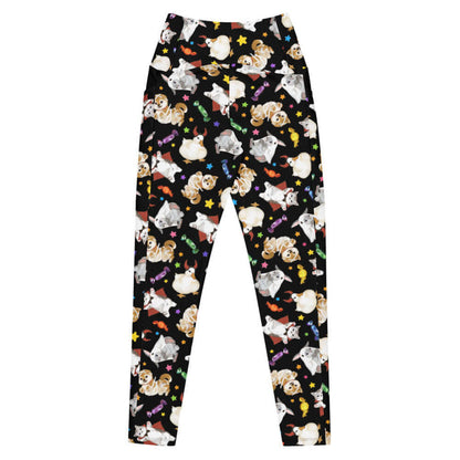 Trick or Treaters alternative premium leggings with ghost-sheet bunnies and wrapped candy