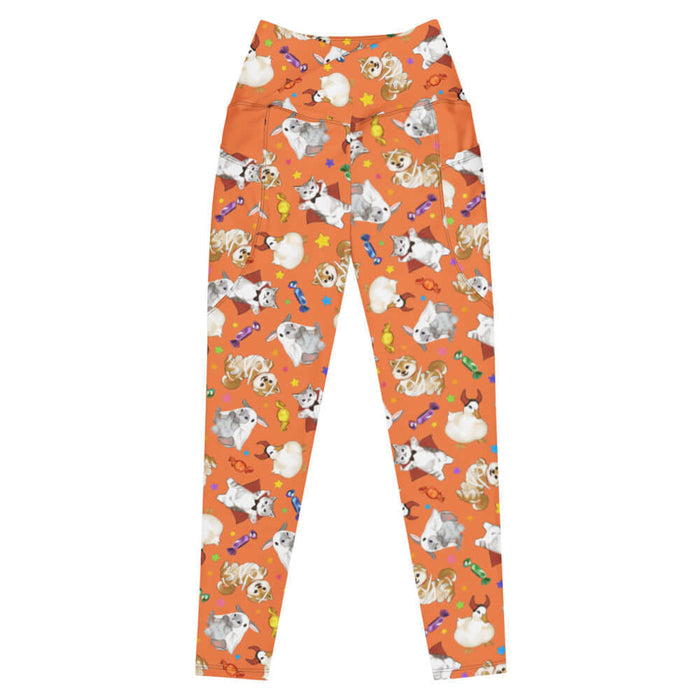 Trick or Treaters alternative premium leggings with ghost bunnies and mummy puppies