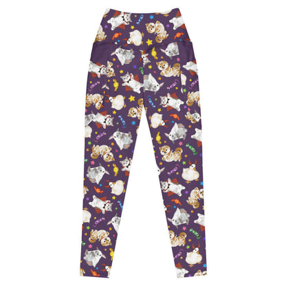 Trick or Treaters alternative premium leggings with wrapped candy and colorful stars