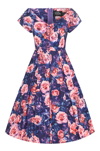 Lily Purple Rose Garden Off Shoulder Dress