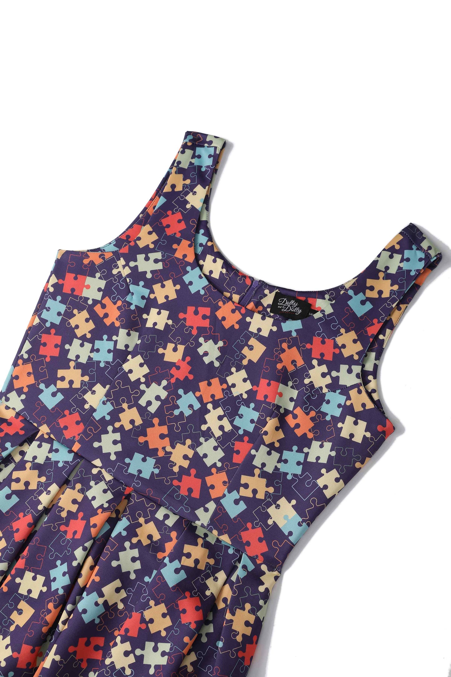 Amanda Puzzle Print Swing Dress