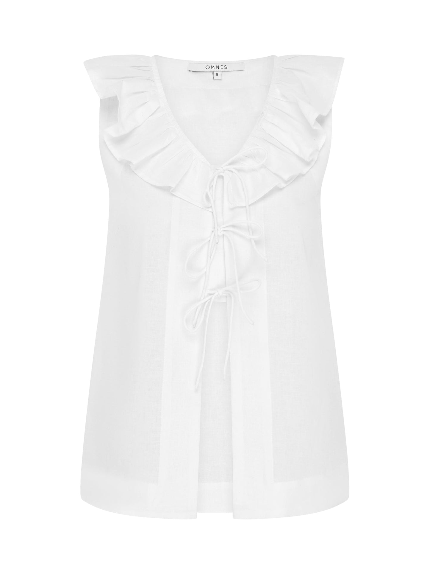 Rachael Frill Collar Sleeveless Blouse in White