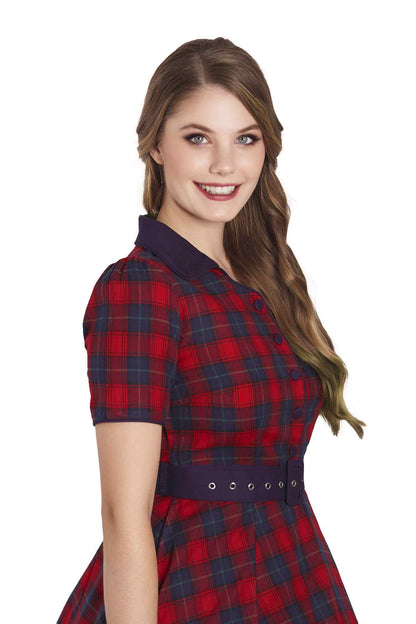 Penelope Red Tartan Shirt Dress