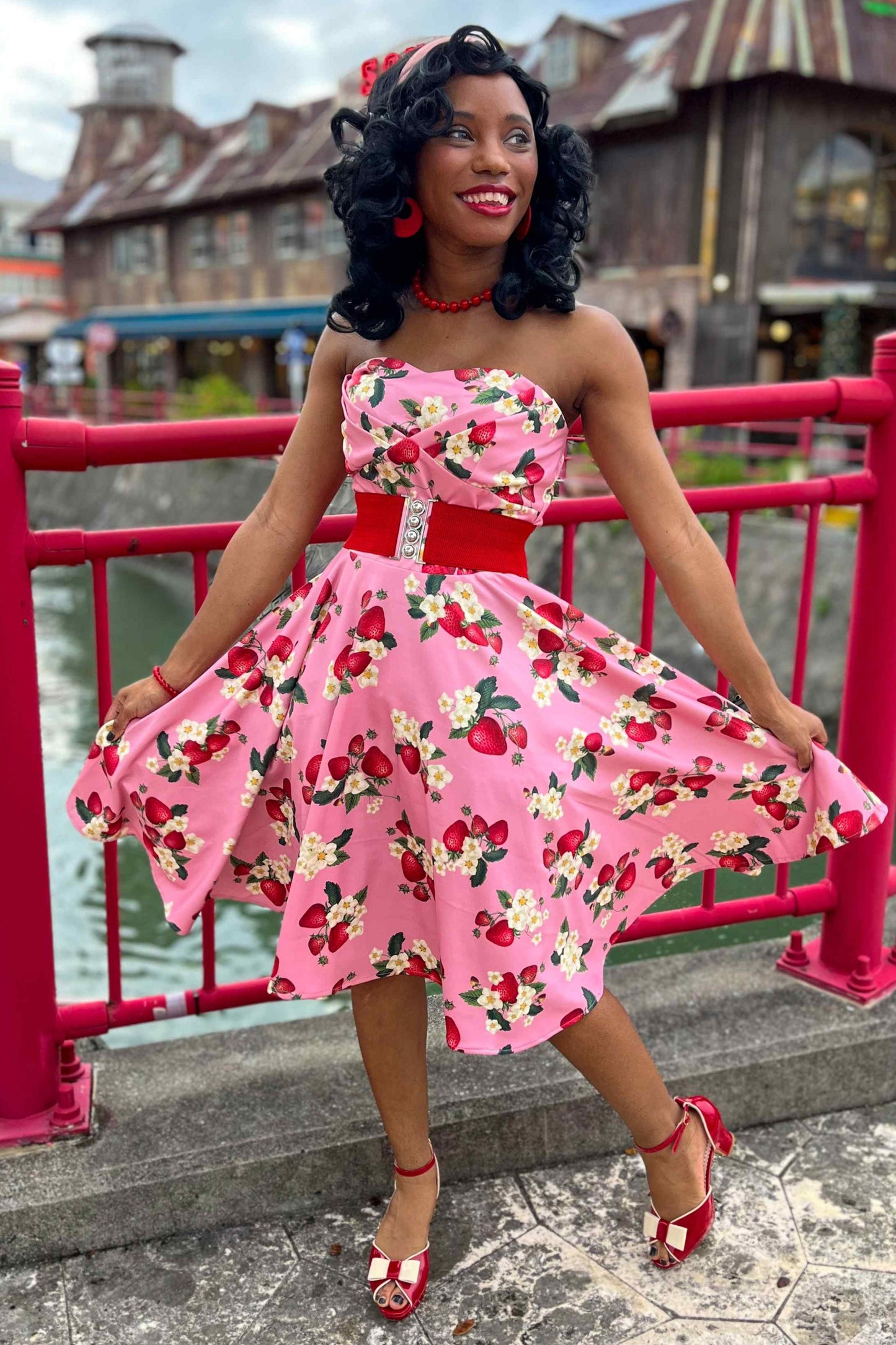 Melissa Retro Pink Strawberry Dress