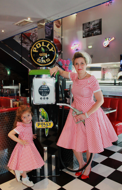 Darlene Retro Red Gingham Swing Dress