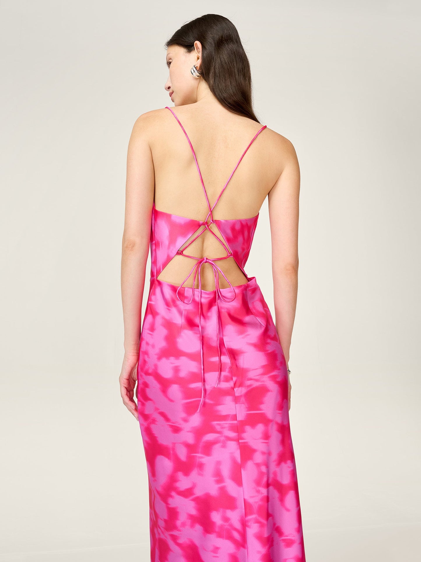 Riviera Midi Dress in Blurred Floral Magenta