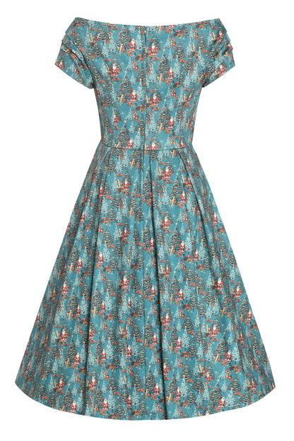 Lily Santa & Reindeer Green Circle Dress