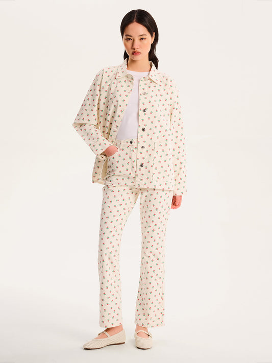 Sarah Jane All Over Rose Jeans in White