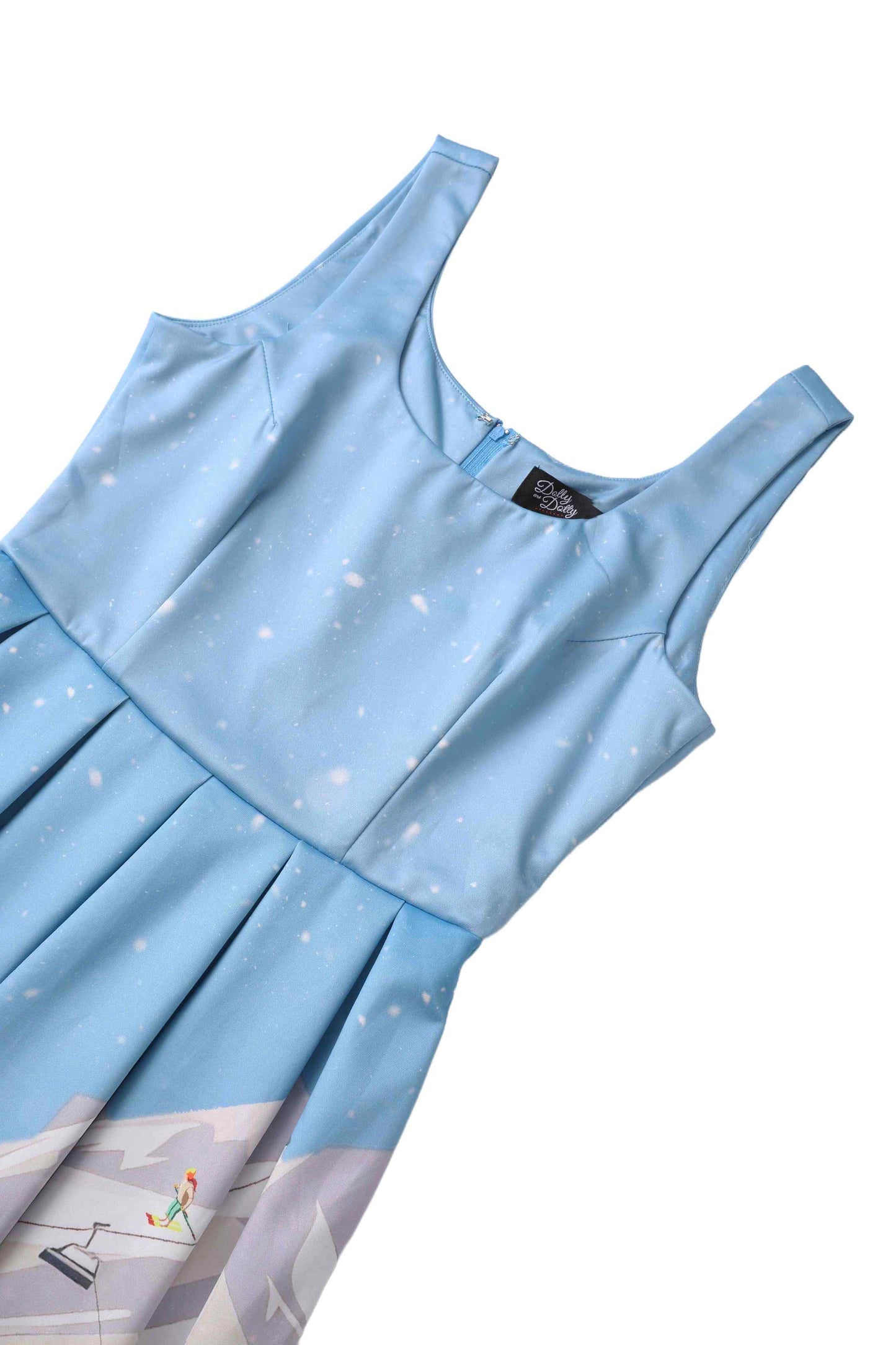 Amanda Ski Resort Flared Dress in Blue/White