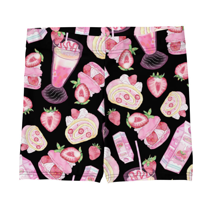 Pink kawaii Strawberry shorts with strawberry milk cartons and milkshakes