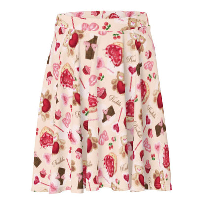 Sugar Sweetheart kawaii skater skirt with hugging teddy bears and XOXO heart cakes