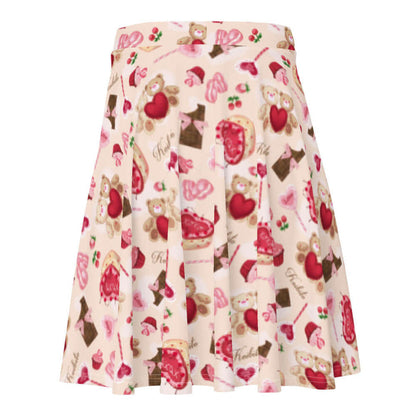 Sugar Sweetheart kawaii skater skirt with ribbon-tied chocolate bars and strawberries