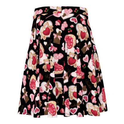 Sugar Sweetheart kawaii skater skirt with love-note lollipops and lace doily hearts