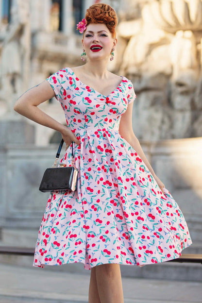 Lily Cherry Pink Off Shoulder Dress