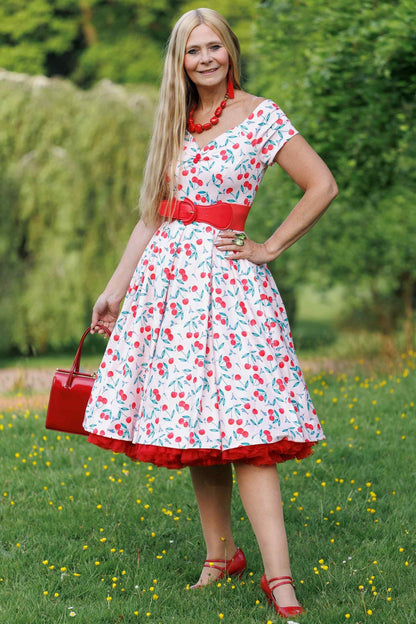Lily Cherry Pink Off Shoulder Dress