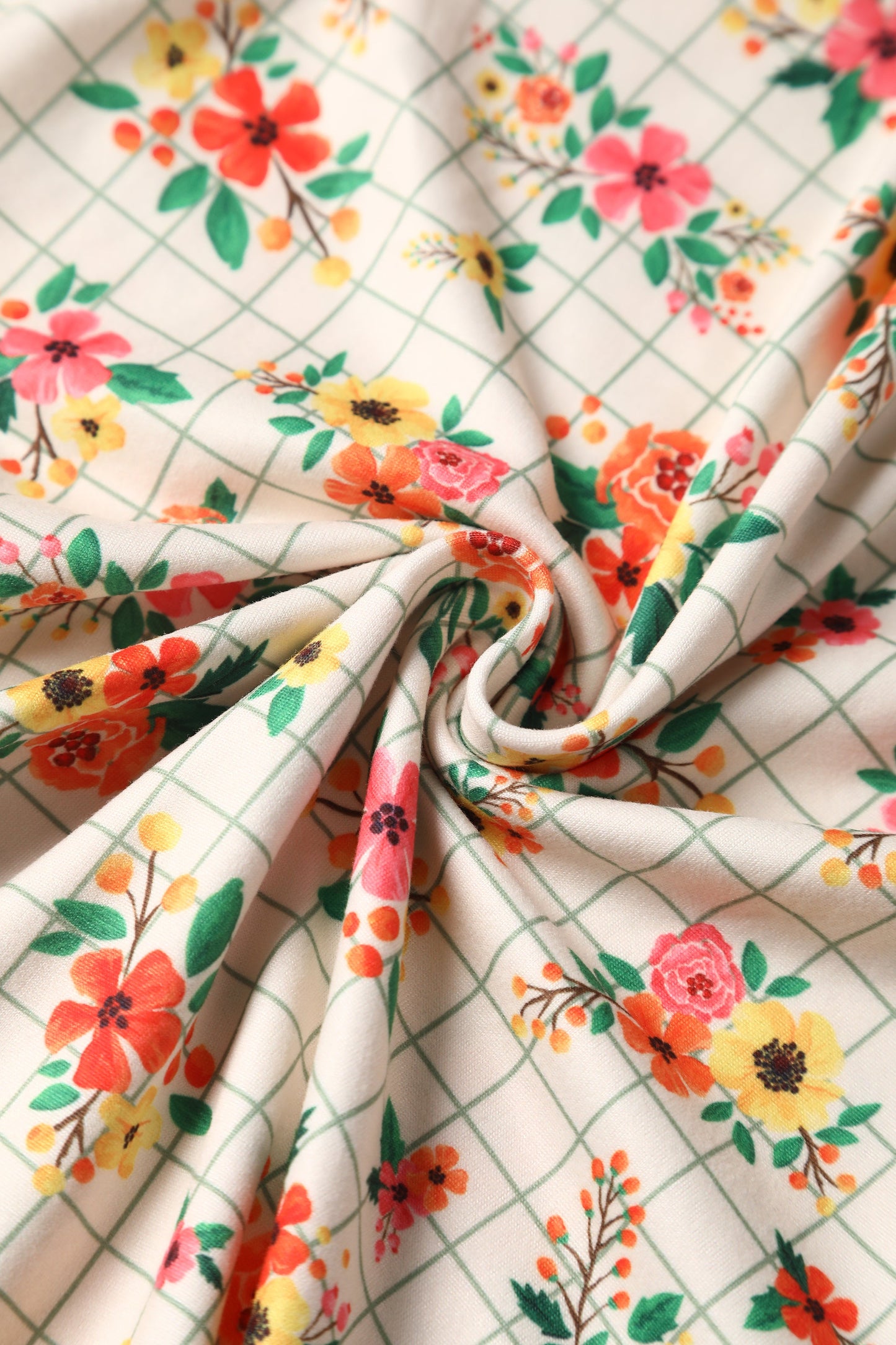 Billie Summer Flower Grid Dress
