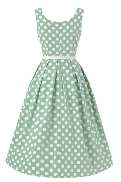 Ophelia Sage Polka Dot Midi Dress