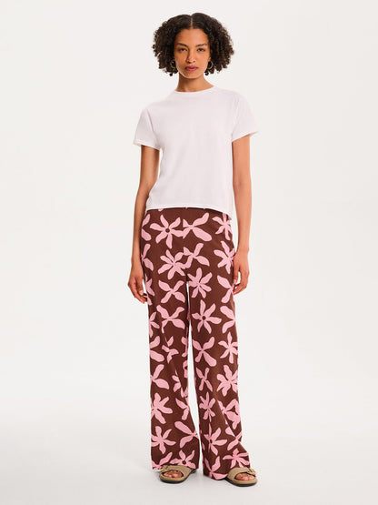 Tommy Trouser in Pink and Chocolate Floral Print