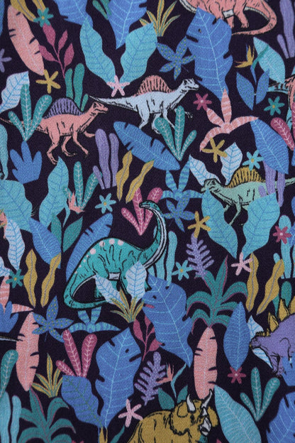 Penelope Dinosaur Shirt Dress in Navy Blue