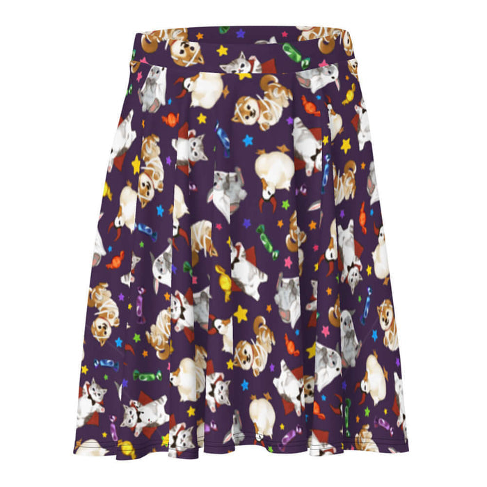Trick or Treaters alternative skater skirt with devil ducks and vampire kitties