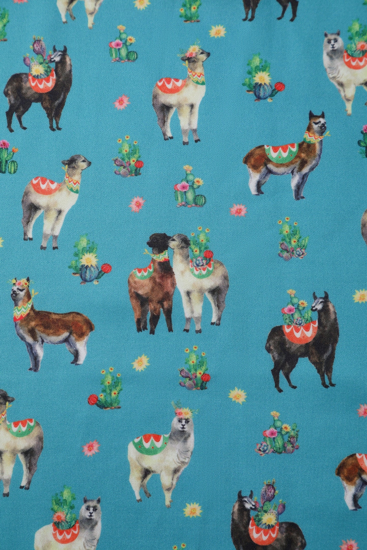 Amanda Turquoise Llama Swing Dress