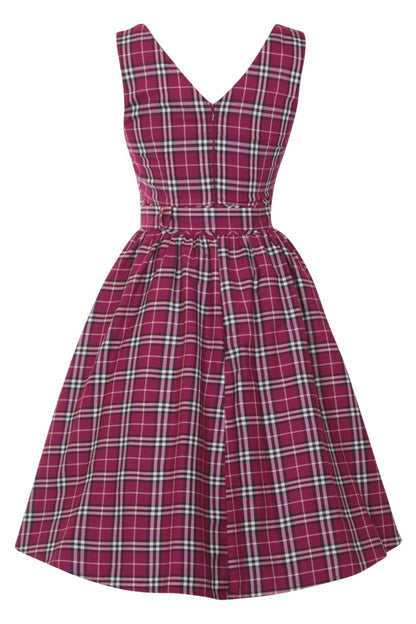 May V-neck Vintage Inspired Swing Dress in Purple