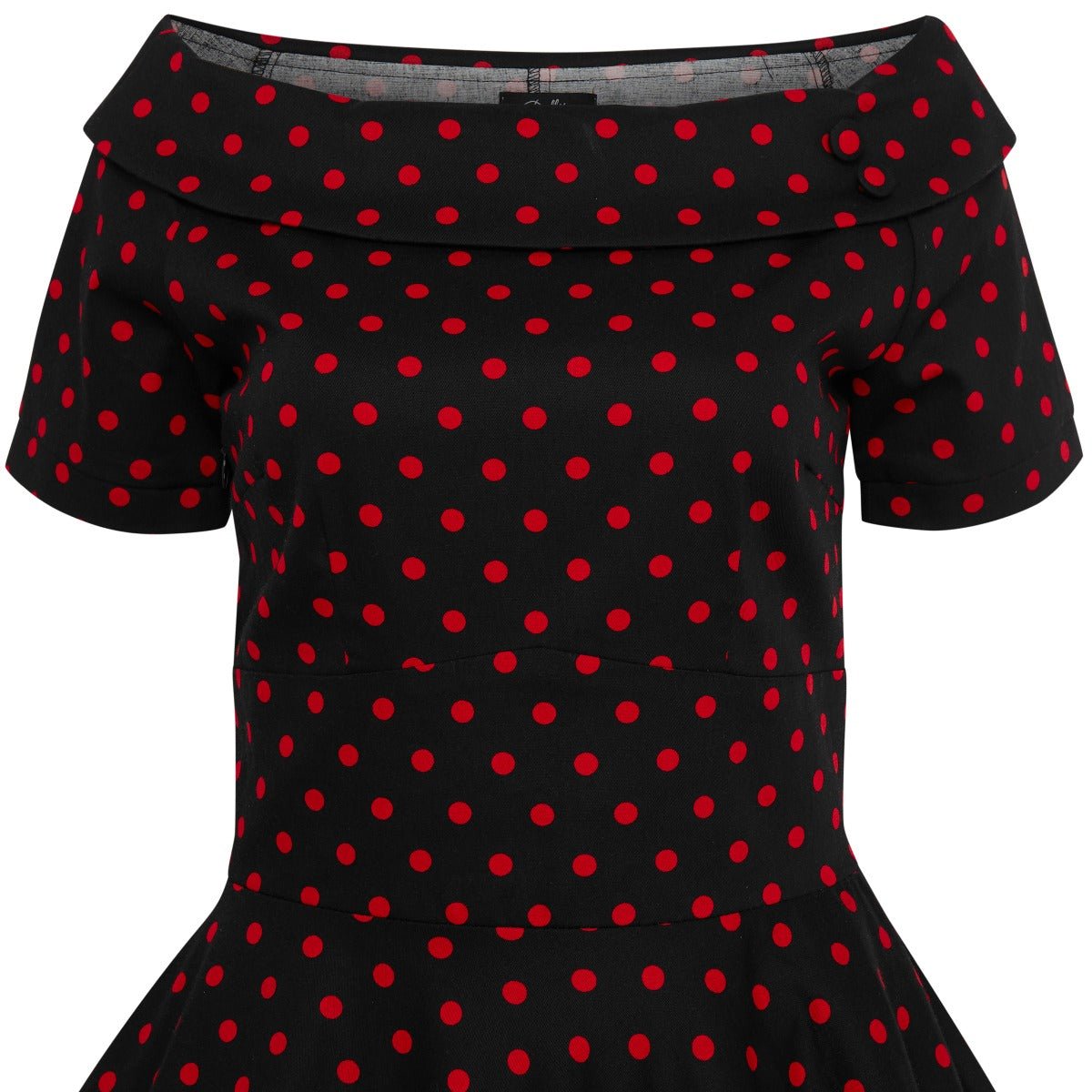 Darlene Retro Polka Dot Swing Dress in Black-Red