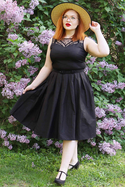 Elizabeth Vintage Style Mesh Party Dress in Black