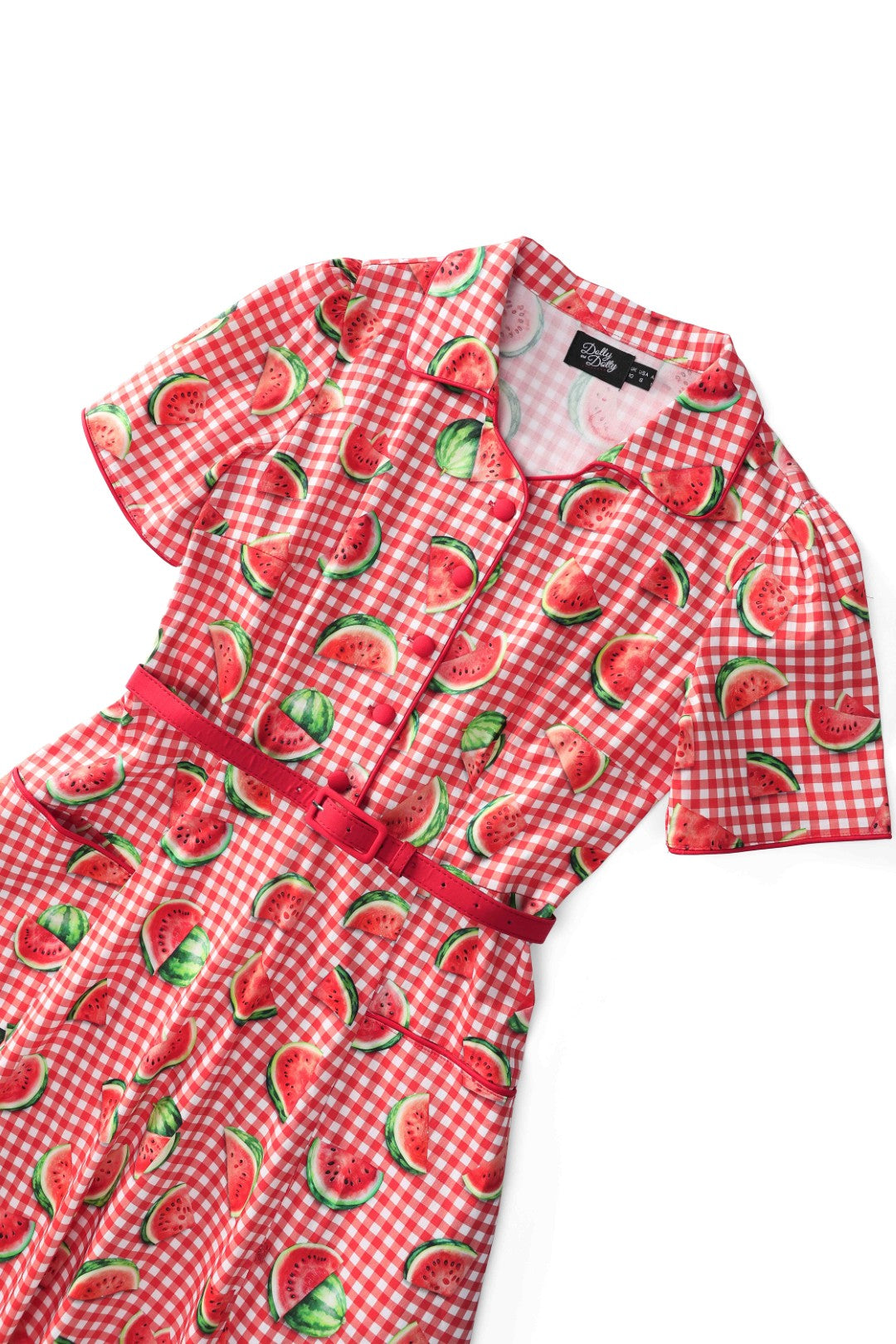 Mabel Watermelon Gingham Midi Shirt Dress
