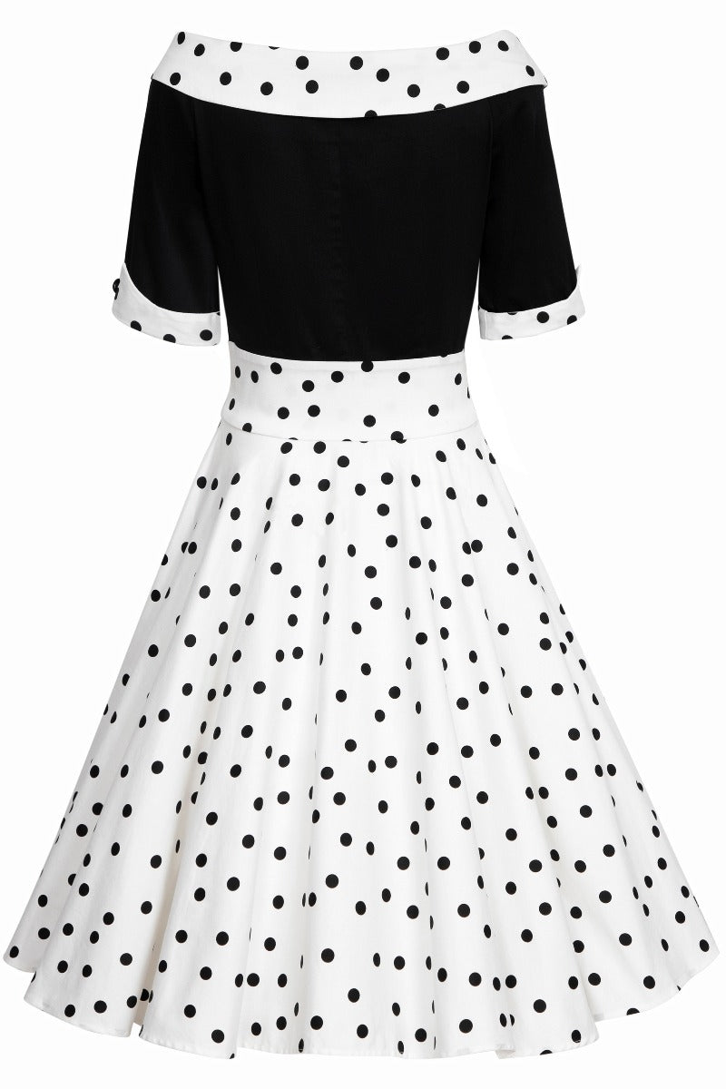 Deborah Black White Polka Dot Swing Dress
