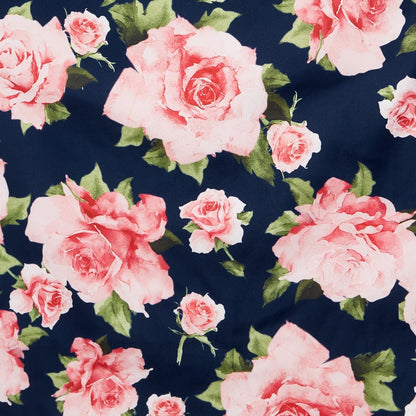 Amanda Blue & Pink Roses Swing Dress