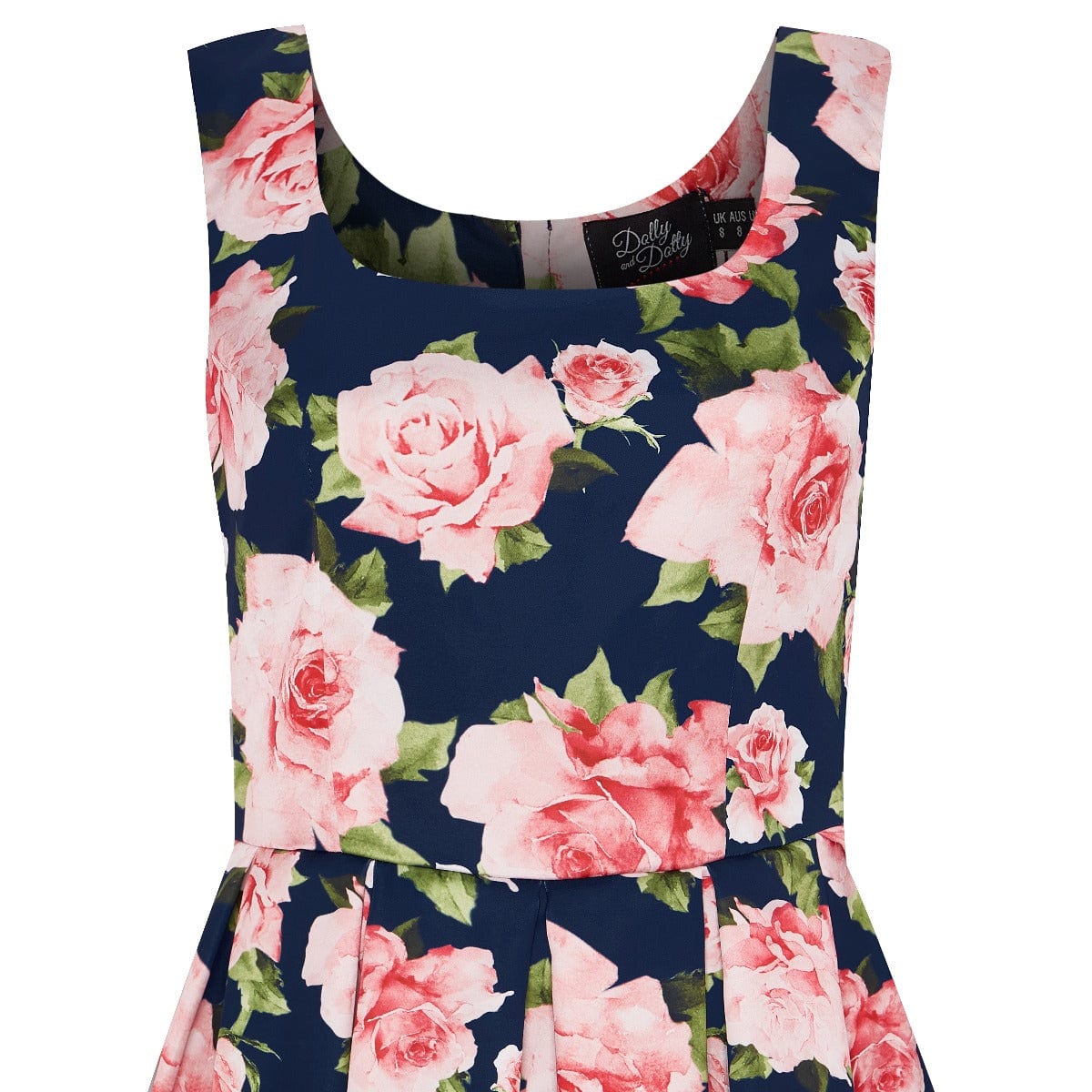 Amanda Blue & Pink Roses Swing Dress