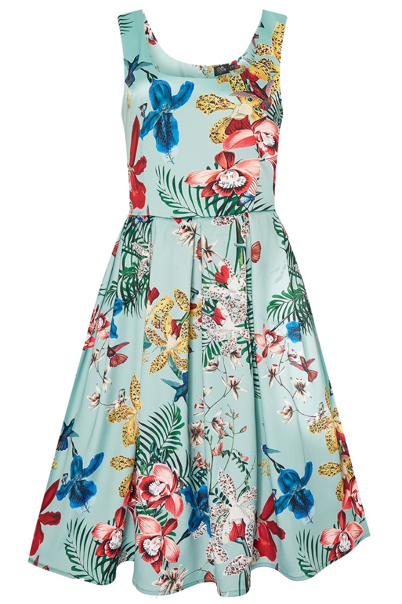 Amanda Mint Tropical Swing Dress