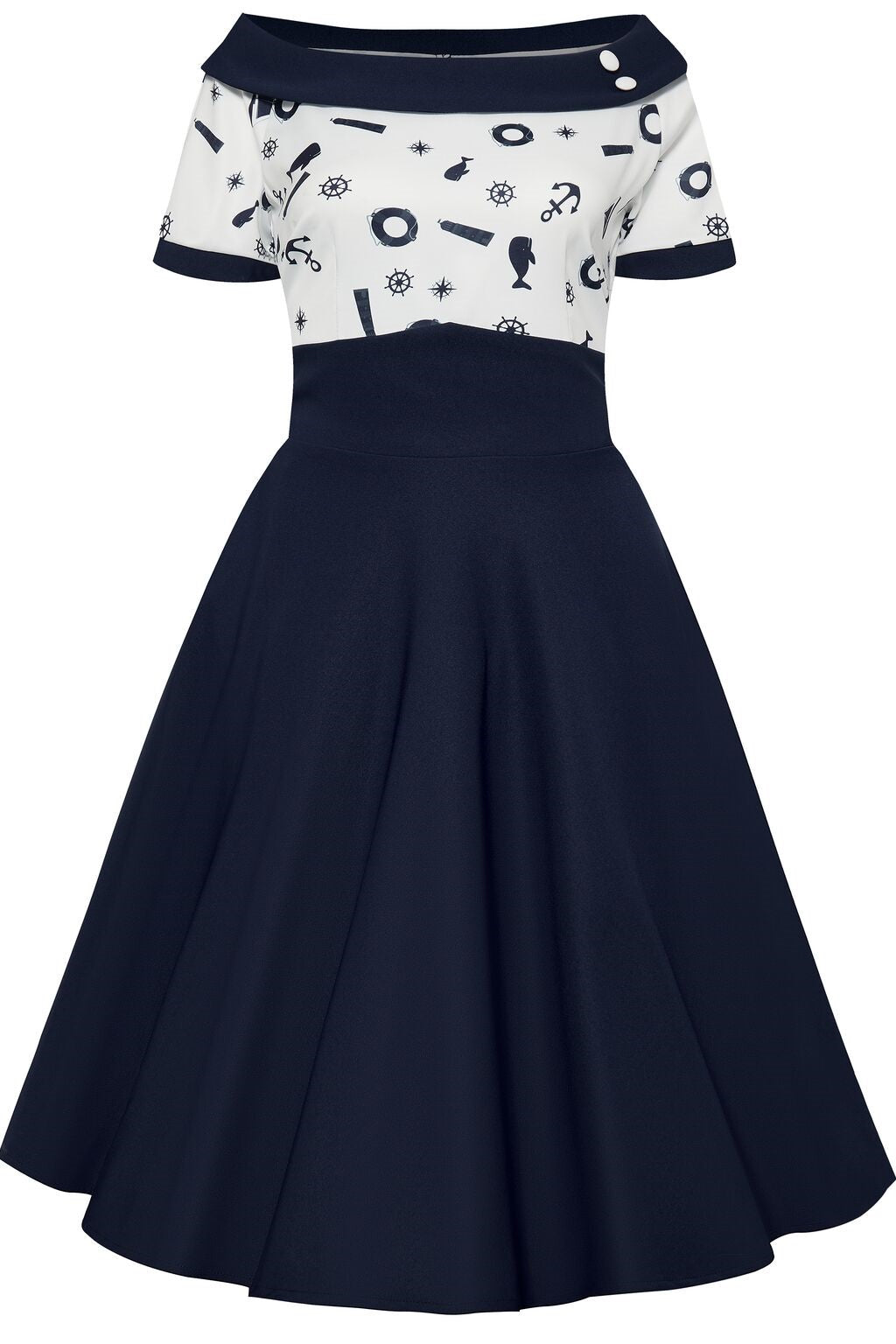 Darlene Nautical Navy & White Swing Dress