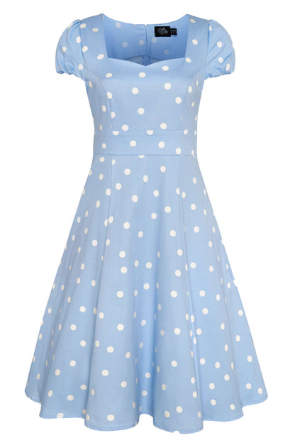 Claudia Polka Dot Dress In Baby Blue